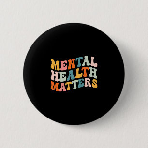 Mental health human brain illness awareness men 6 cm round badge