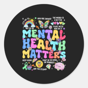 Mental health human brain illness awareness women classic round sticker