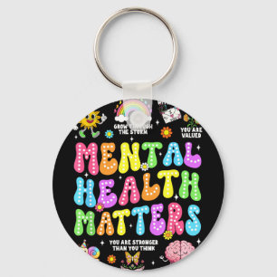 Mental health human brain illness awareness women key ring