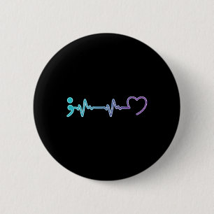 Mental Health Illness Heartbeat Suicide Prevention 6 Cm Round Badge