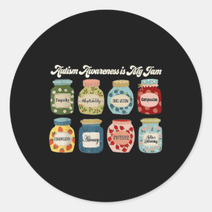 Mental Health Is My Jam Autism Awareness Neurodive Classic Round Sticker