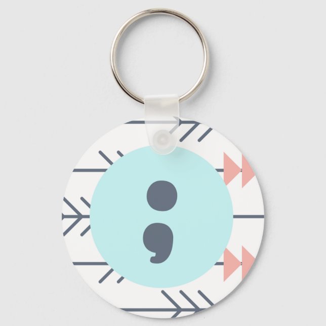 mental Health Keyring-Semicolon-Recovery-Support Key Ring (Front)