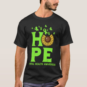 Mental Health Lime Green Hope Vintage Sunflower Aw T-Shirt