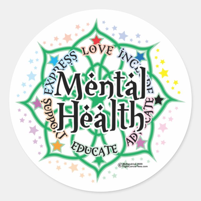 Mental Health Lotus Classic Round Sticker (Front)