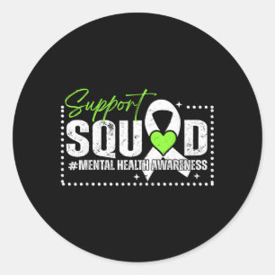 Mental Health Matters Awareness Support Team Green Classic Round Sticker
