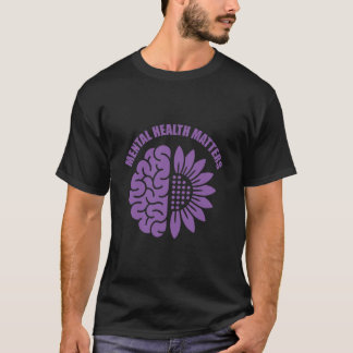 Mental Health Matters Brain and Flower Awareness T-Shirt