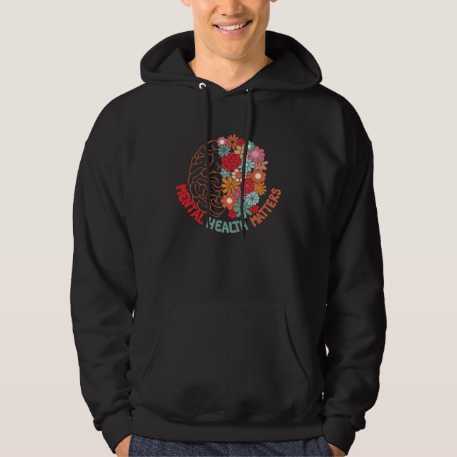 Mental Health Matters Brain Flower Awareness Kid M Hoodie (Front)