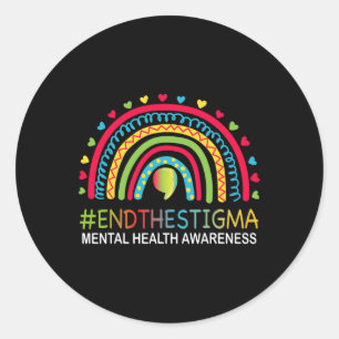 Mental-Health Matters End The Stigma Rainbow Boho Classic Round Sticker