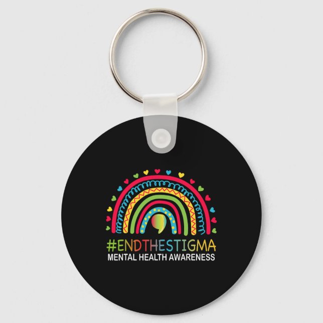 Mental-Health Matters End The Stigma Rainbow Boho  Key Ring (Front)