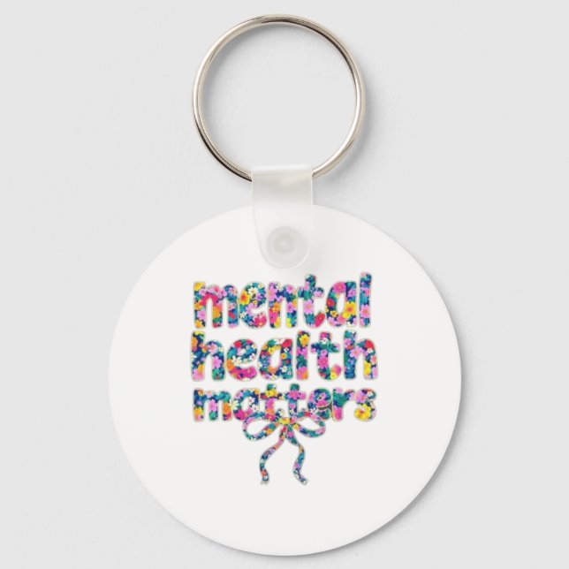 🌸 Mental Health Matters Floral Design Key Ring (Front)