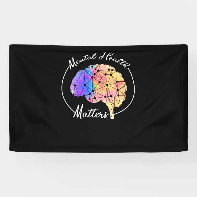 Mental Health Matters Funny Brain Multi-colour Banner (Horizontal)