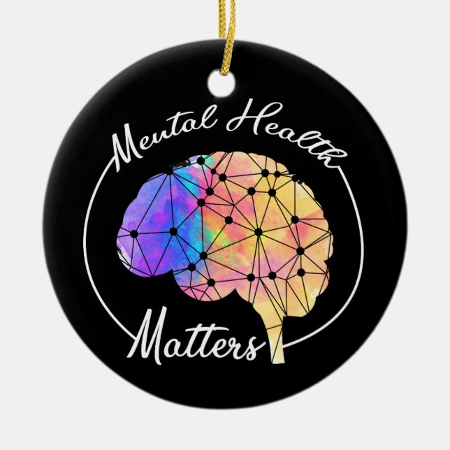 Mental Health Matters Funny Brain Multi-colour Ceramic Ornament (Front)