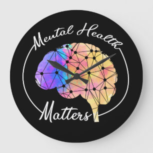 Mental Health Matters Funny Brain Multi-colour Large Clock
