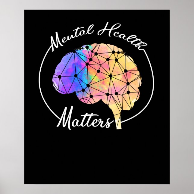 Mental Health Matters Funny Brain Multi-colour Poster (Front)