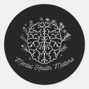 Mental Health Matters Gift Human Brain Illness Awa Classic Round Sticker