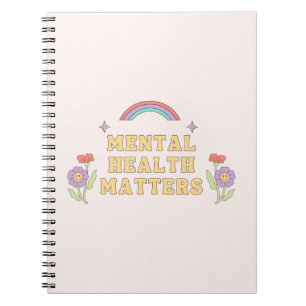 Mental Health Matters   Groovy Rainbow Peach Candy Notebook