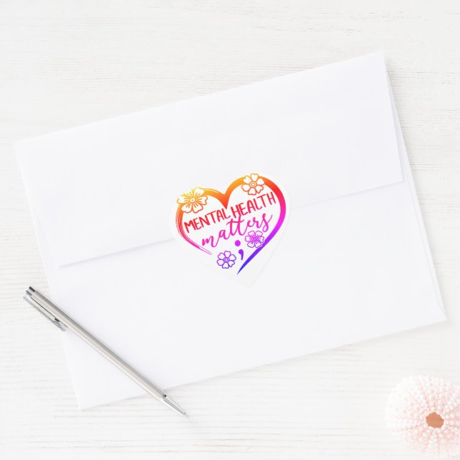 Mental health matters heart sticker (Envelope)