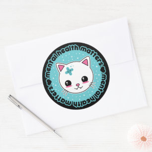 Mental Health Matters Kawaii Cat Classic Round Sticker