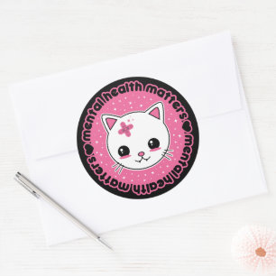 Mental Health Matters Kawaii Cat Classic Round Sticker