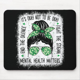 Mental Health Matters Messy Bun Mental Health Awar Mouse Pad