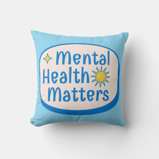 Mental Health Matters Quote - Modern Blue & Yellow Cushion