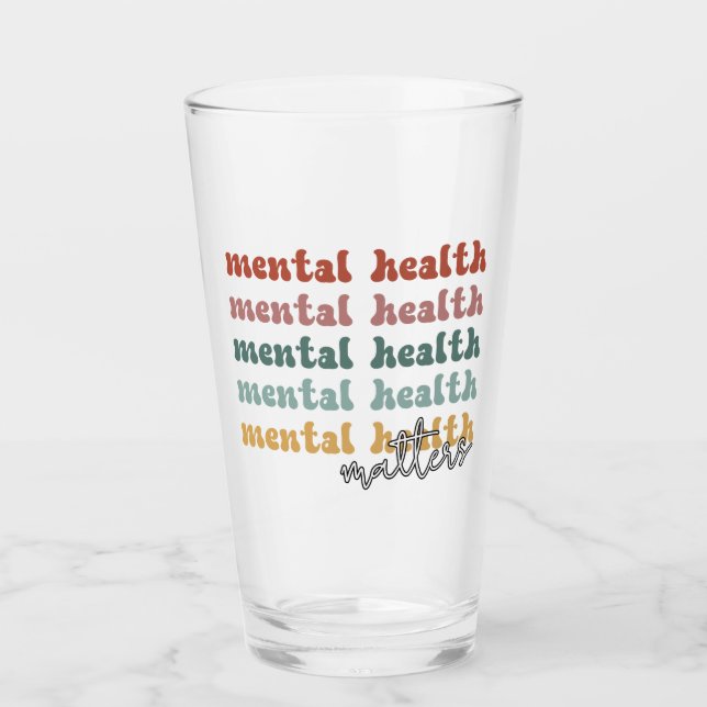 Mental Health Matters Retro Awareness Glass (Front)