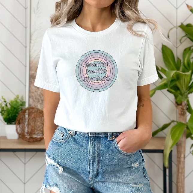 Mental Health Matters | Retro Circle French Grey T-Shirt (Mental Health Matters shirt | Retro Circle French Grey | Aesthetic t-shirt)