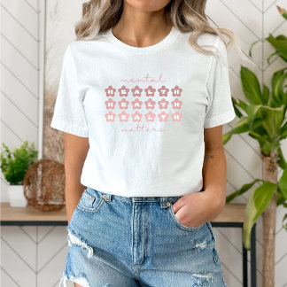 Mental Health Matters | Retro Flowers Rosa Claro | T-Shirt