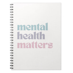 Mental Health Matters   Retro Quote French Grey  Notebook