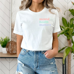 Mental Health Matters    Retro Quote Pastel Rainbo T-Shirt