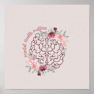 Mental Health Matters Rosa Mind Side Aesthetic Poster