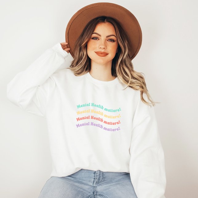 Mental Health Matters | Wavy Retro Peach Candy Sweatshirt (Mental Health Matters Sweatshirt | Wavy Retro Peach Candy | Aesthetic Sweater)
