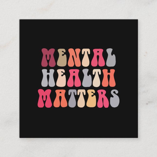 Mental Health Matters Women Therapist Autism Square Business Card (Front)