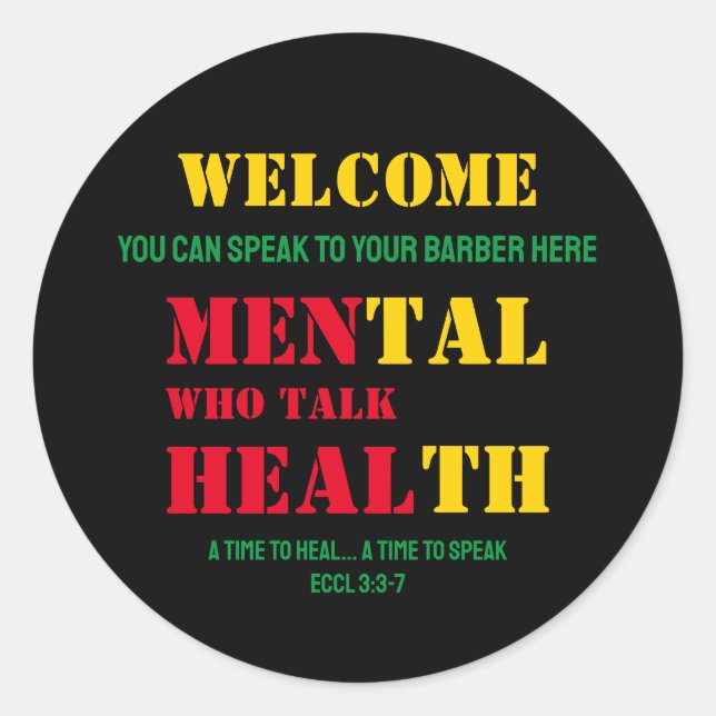 Mental Health MEN WHO TALK HEAL Barber Classic Round Sticker (Front)