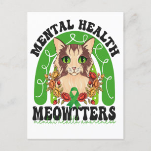 Mental Health Meowtters Funny Cat Rainbow Kitten   Postcard