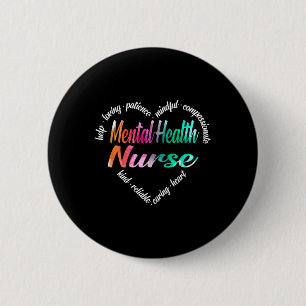 Mental Health Nurse Heart Word Cloud Watercolor Ra 6 Cm Round Badge