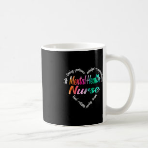 Mental Health Nurse Heart Word Cloud Watercolor Ra Coffee Mug