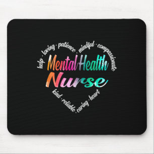 Mental Health Nurse Heart Word Cloud Watercolor Ra Mouse Pad
