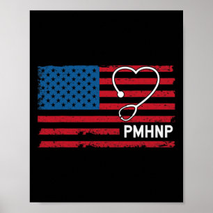 Mental Health Nurse Practitioner Usa Flag Poster
