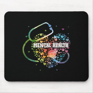 Mental Health Nurse Watercol Love Heart Scrub Stet Mouse Pad