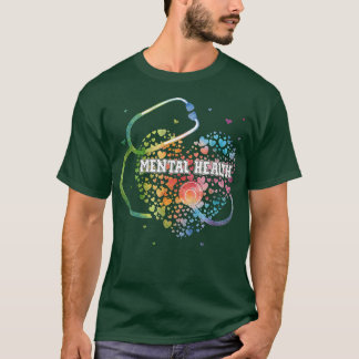 Mental Health Nurse Watercol Love Heart Scrub Stet T-Shirt