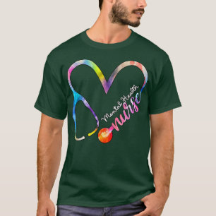 Mental Health Nurse Watercol Love Heart Stethoscop T-Shirt