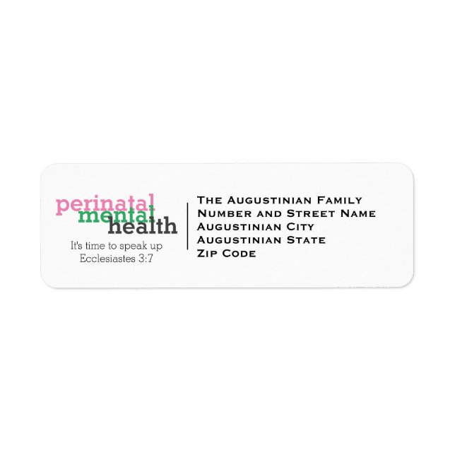 Mental Health | PERINATAL ILLNESS AWARENESS Return Address Label (Front)