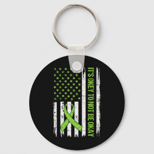 Mental Health Problems Awareness American Flag Gre Key Ring