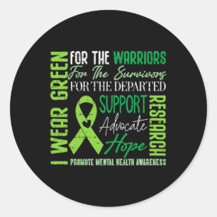 Mental Health Problems Awareness Brain Illness Gre Classic Round Sticker