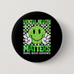 Mental Health Problems Awareness Green Ribbon Brai 6 Cm Round Badge