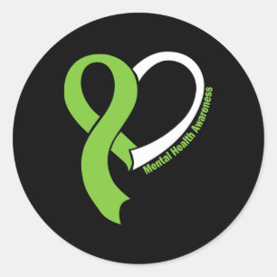Mental Health Problems Awareness Month May Lime Gr Classic Round Sticker
