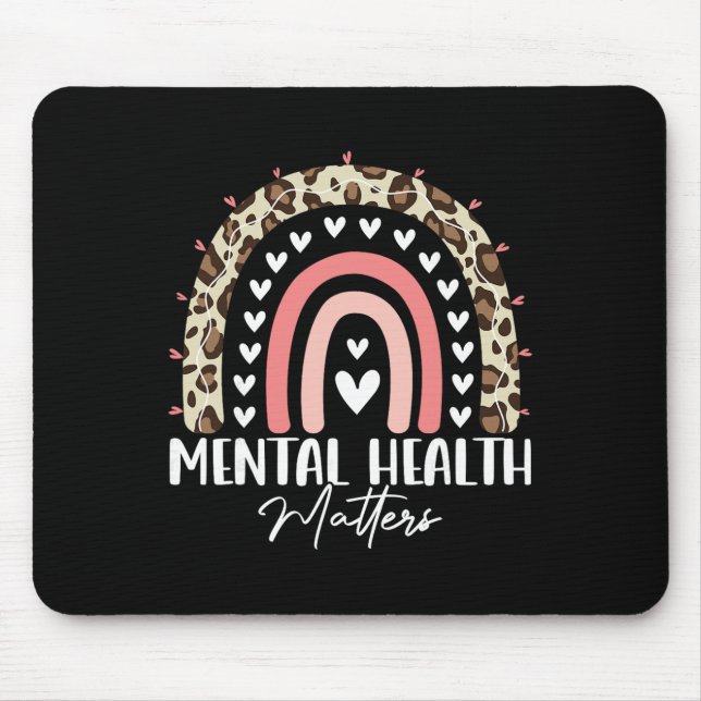 Mental Health Problems Awareness Month Rainbow Leo Mouse Pad (Front)