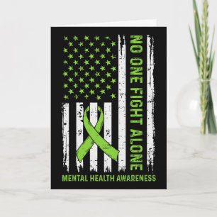 Mental Health Problems Awareness Usa Flag Brain Il Card