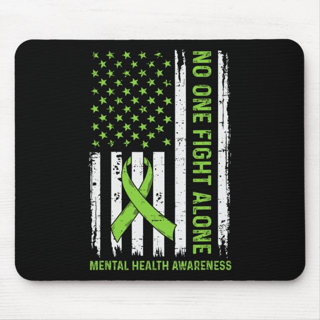 Mental Health Problems Awareness Usa Flag Brain Il Mouse Pad (Front)